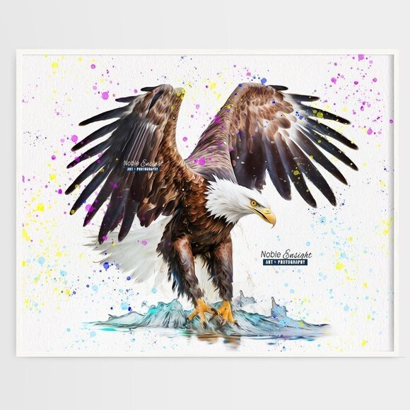 16x20 Bald Eagle Over‎ Ocean Watercolor Oil Painting Art Poster - Picture 6 of 6